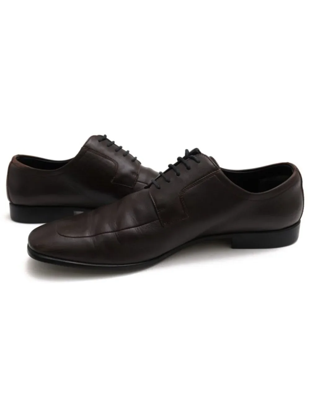 Gucci Shoes Business Leather Dark Brown Log Chip